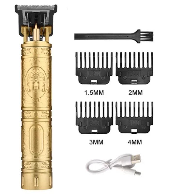 Vintage T9 Barber Clipper Rechargeable Cordless Hair Trimmer Kit For Men Professional Grade With Dragon Engraved Retro Design