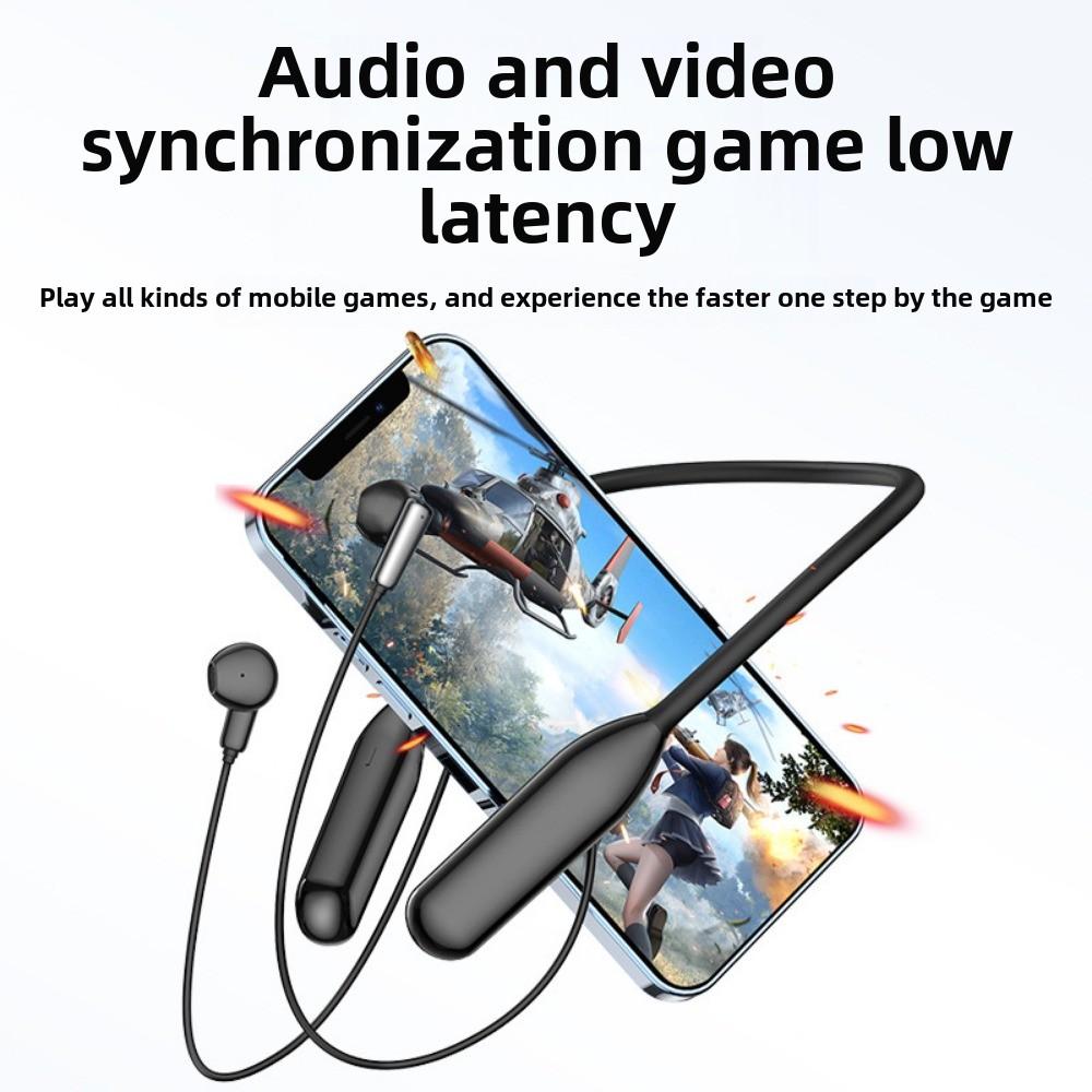 Bezdrátová Bluetooth sluchátka s mikrofonem, zavěšením na krk, pohybem krku 5.3, ultra dlouhou životností, velkým výkonem, redukcí hluku ENC