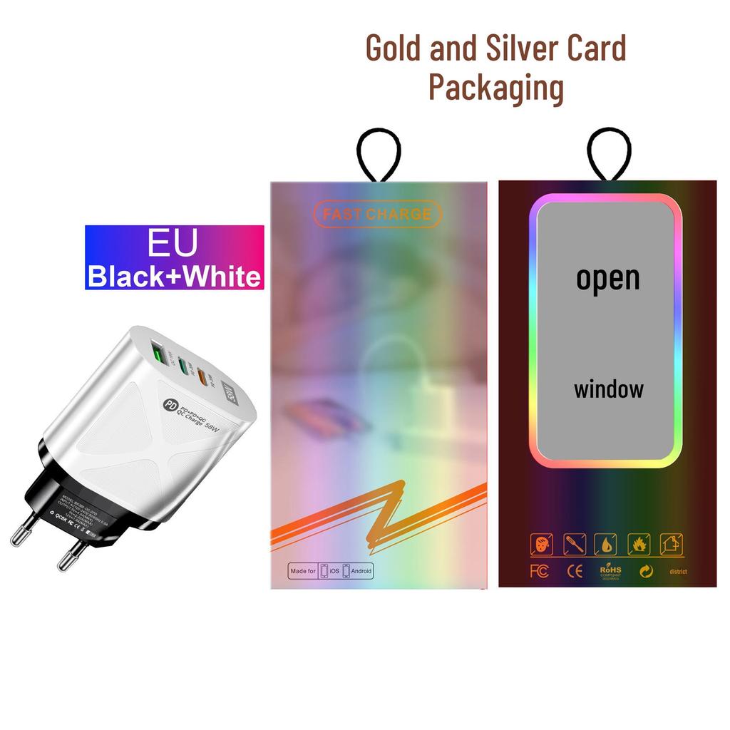 58W Dual Fast Charger with 2PD+QC3.0, EU/US/UK/AU Plugs