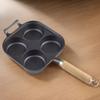 4-Cup Cast Iron Egg Frying Pan with Oil Brush Pancake Pan Omelet Pan Egg Cooker Suitable for Gas Stove & Induction Cookware