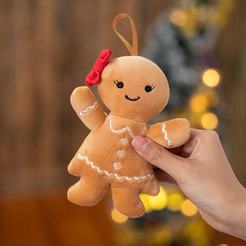 Non-Toxic Cute Gingerbread Man Pendant Plush Christmas Ornaments For Tree Decorations Christmas Hanging Decor For Home Christmas Party