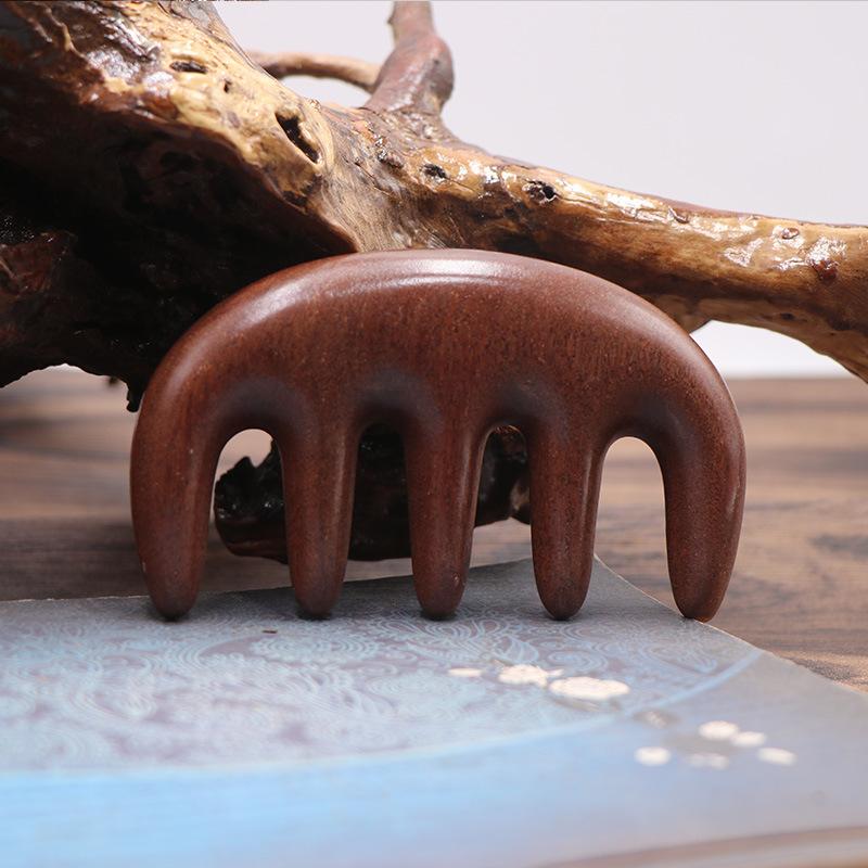Pettine in legno di sandalo verde pettine massaggiante testa del pettine pettine per meridiani terapia per la testa femminile dente largo per cuoio capelluto domestico dente grande