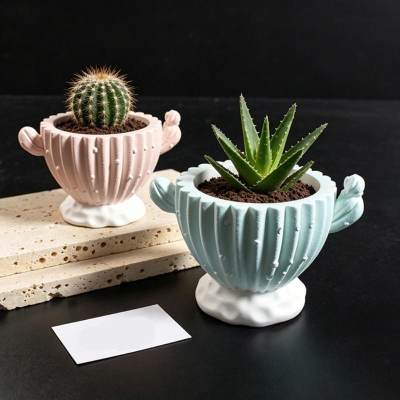 Ribbed Plant Container Mold in Silicone for Resin, Cement, and Concrete, Candle Holder Form for Small Planter and Display Projects