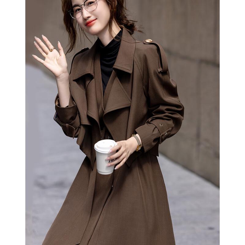 Demana Women s Lapel Coat & Dress Two-Piece Set L