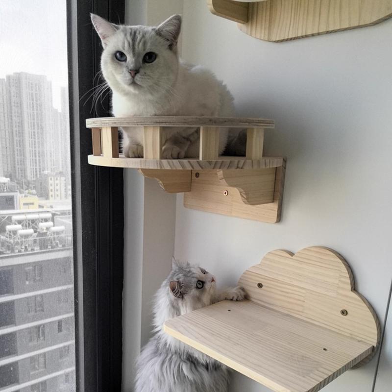 Cat Wall Climbing Shelf Steps Ladder Scratching Post Scratcher Bed Hiding House for Cats Tree Tower Pet Furniture Accessories
