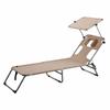 Folding Tanning Chair Phone Holder Space Portable Sun Lounger Foldable Reclining