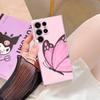 Beauty Pink Butterfly Phone Case S25Ultra For Samsung Galaxy S25 S24 S23 S21 Ultra S20 FE S22 Plus A35 A55 5G Case Clear Cover