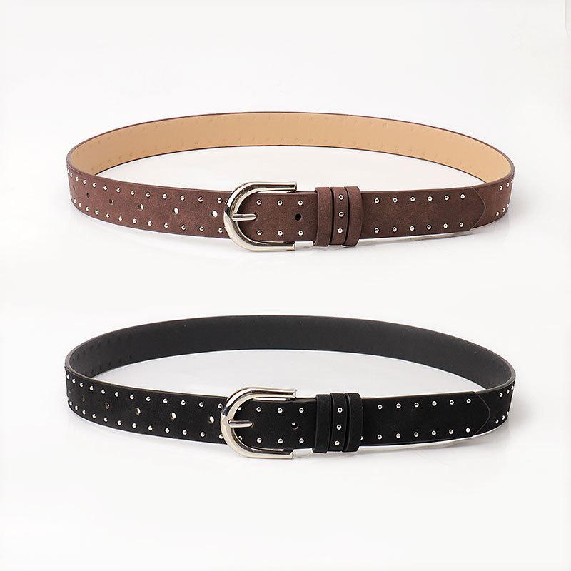 Rivet Punk Needle Buckle Belt For Men Women Versatile Y2K Jeans Decor Pu Leather Strap Hip Hop Retro Waistband