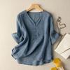 2024 Women's Casual V-Neck Slimming Solid Color Loose T-Shirt