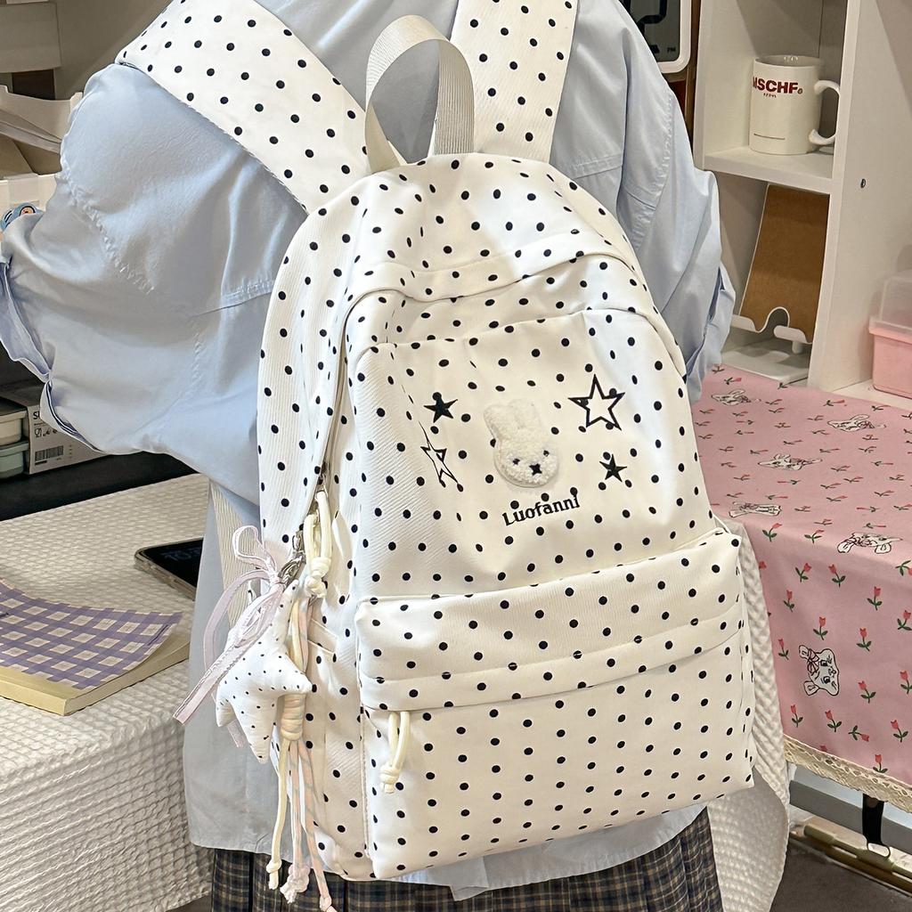 Schoolbag Korean polka dot rabbit star contrasting color backpack student large capacity class schoolbag cute high value backpack female