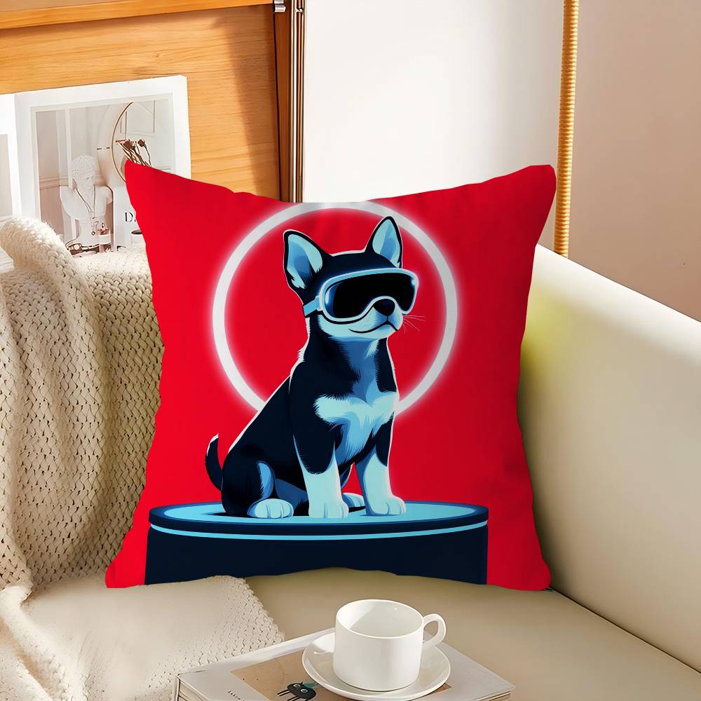 

A Cute Cartoon-style Puppy Dog With Big Round Eye Office Cushion Pillowcase Car Cushion Cover Lumbar Pillowcase Pillowcover 16x16Inch