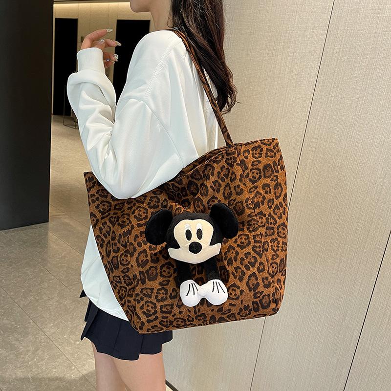 Niche Leopard Print Canvas Bag Bag 2025 New Women's Bag Special Shoulder Large Capacity Lazy Portable Commuter Bag