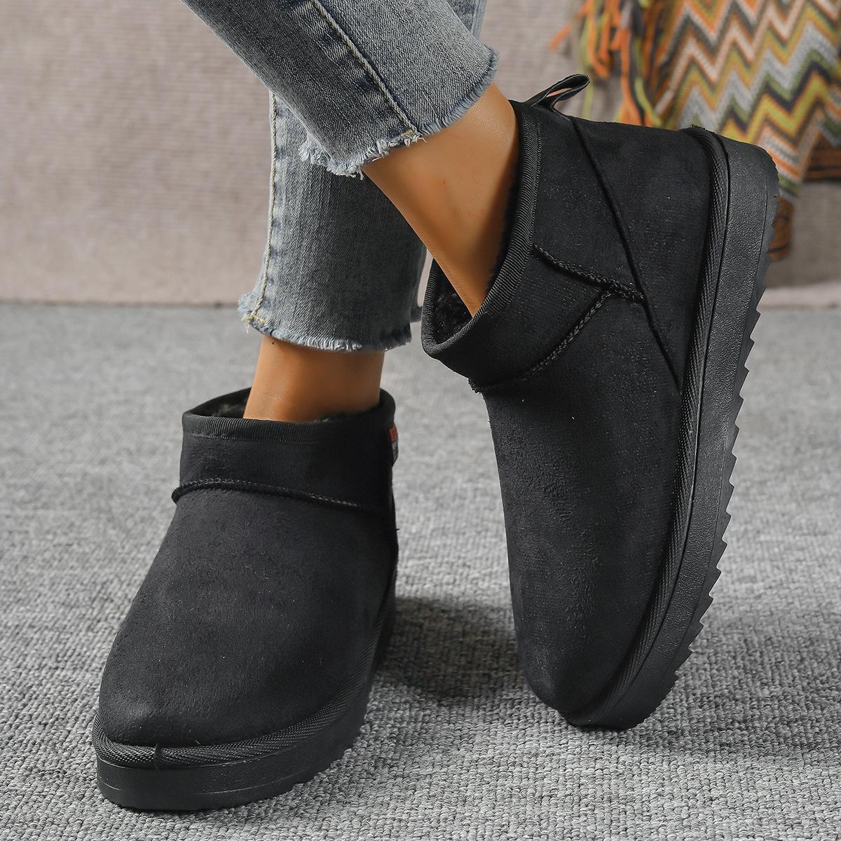

Women s Winter Warm Snow Boots Faux Fur Lined Slip On Ankle Boots with Thick Non Slip Sole for Outdoor Casual Wear 44 чорний