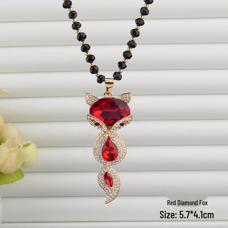 Elegant Women’s Crystal Flower Pendant Necklace - Versatile Autumn/Winter Sweater Chain Accessory