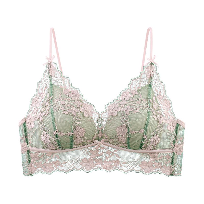 Bequemer French Lace Dreieckskörbchen Bügelloser Ultra-Dünner BH für Große Oberweite, Schafft ein Kleineres Brustbild