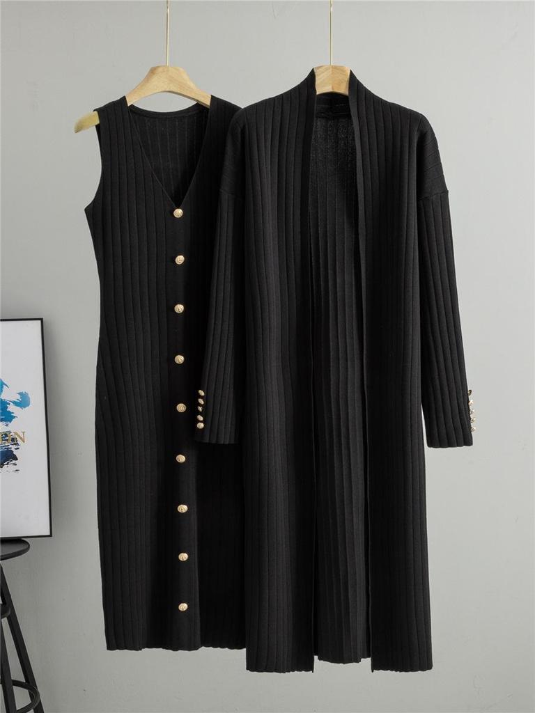Women's Cross-Border Knit Cardigan & Dress Two-Piece Set - Spring/Autumn Style