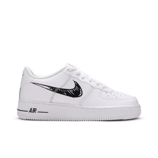 Nike Air Force 1 Low GS Doodle Swoosh - Blanco Negro DM3177-100