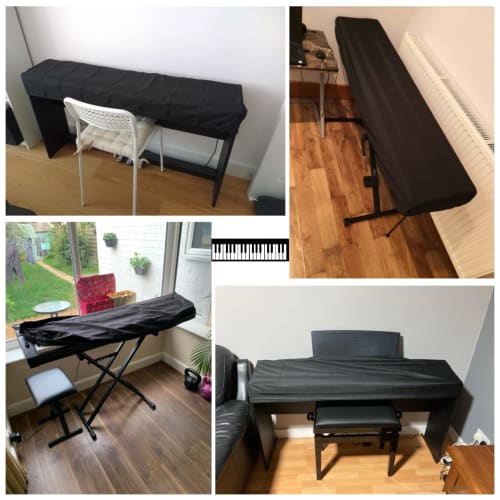 Electronic Piano Keyboard Cover, Key Protection, Dustproof, 61/88 Keys, Yamaha, Casio, Black (88 Keys)