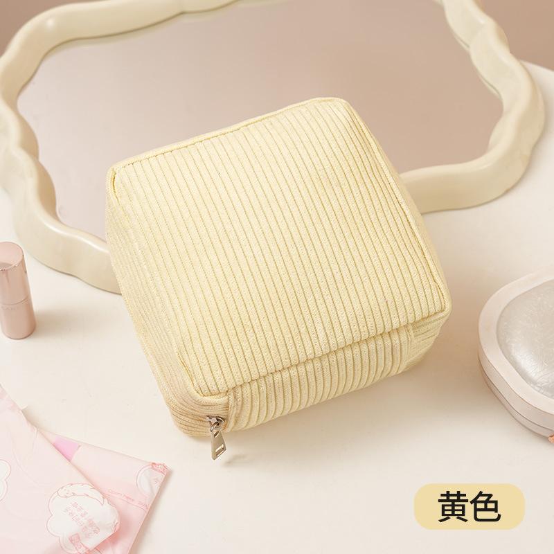

Small Makeup Bag for Purse Mini Cosmetics Bag Corduroy Cute Cosmetic Pouch for Women with Slip-in Pockets Storage Clutch бежевый
