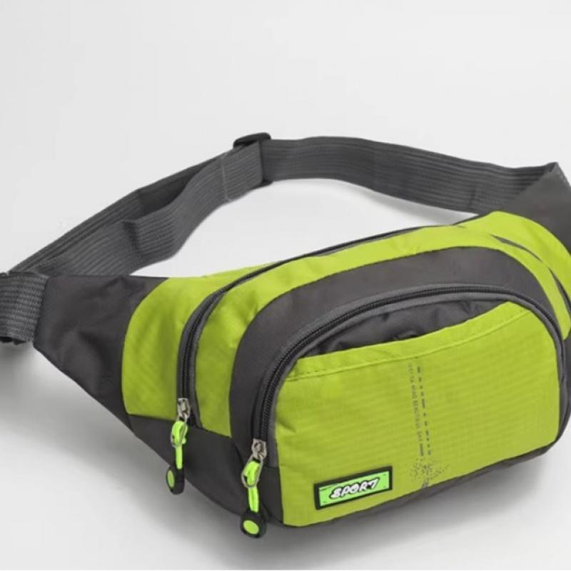 Nylon Waist Bag With Adjustable Belt, Multi Pocket Crossbody Chest Pack For Travel, Running, Walking, Outdoor Storage, Men And Women