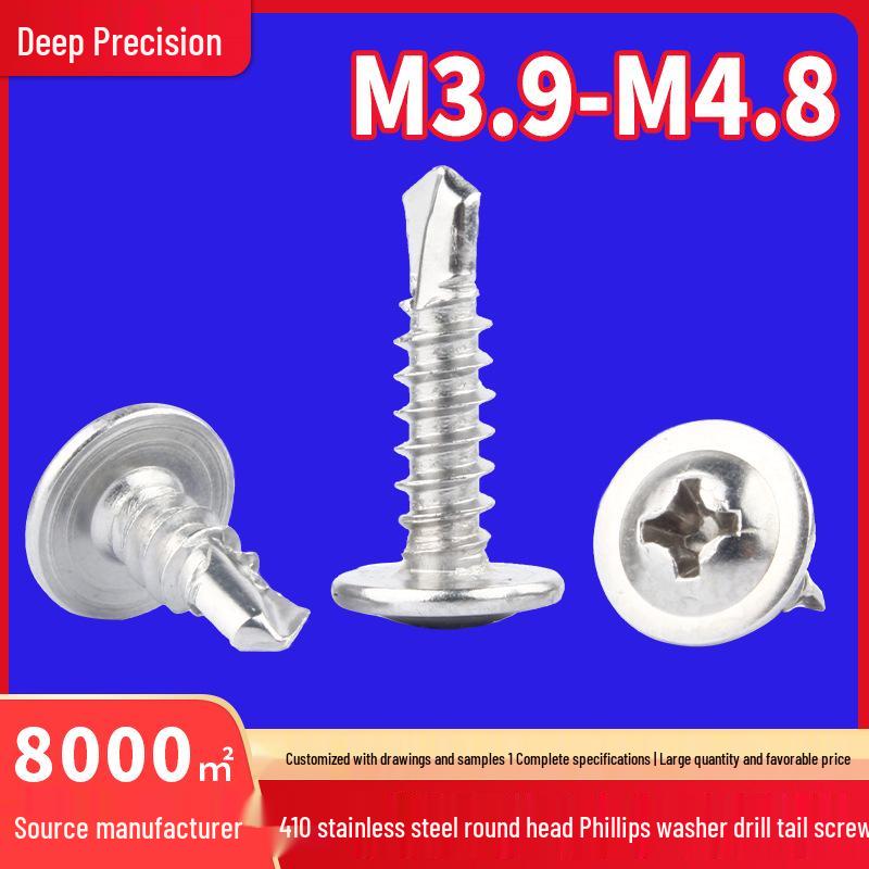 410 Stainless Steel Phillips Round Washer Head Self-Drilling Screws