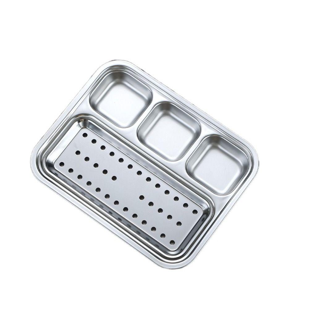 Convenient BBQ Tray 304 Stainless Steel Multipurpose Divided Plates Home Gatherings