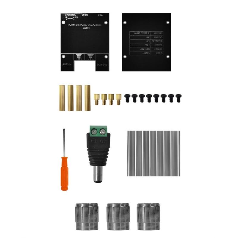 Bluetooth-compatible Stereo Power Amplifier 2x50W 2 Channel Sound Stereo Receiver with TrebleBass for Car Home