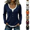 Women's Casual Ribbed Knit T-Shirt with Buttons for Everyday Wear