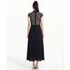 Summer New Arrival Black White Lace Chiffon Patchwork Slim-Fit Long Dress for Women Fashionable Short Sleeve Pleated Midi Dress