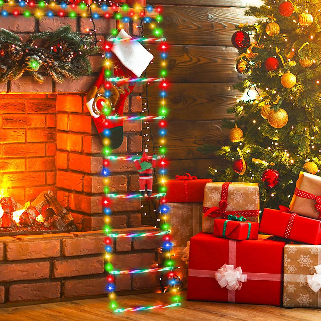 LED Santa Claus Climbing Ladder String Lights - Waterproof Christmas Decoration for Eaves