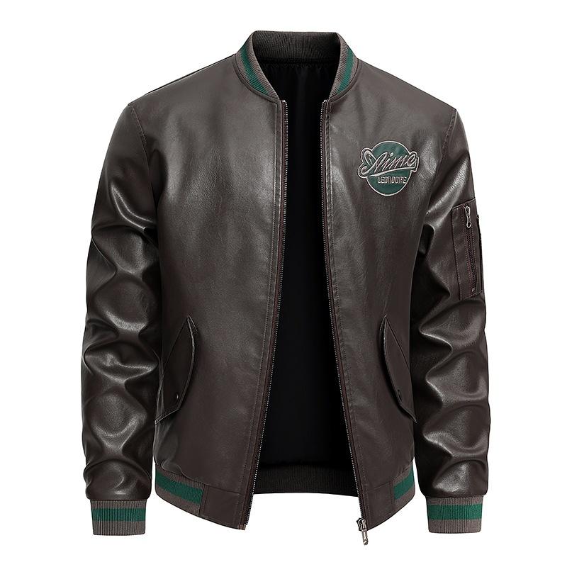 New autumn men's leather jacket large size leather jacket high sense American high street leather jacket men's jacket