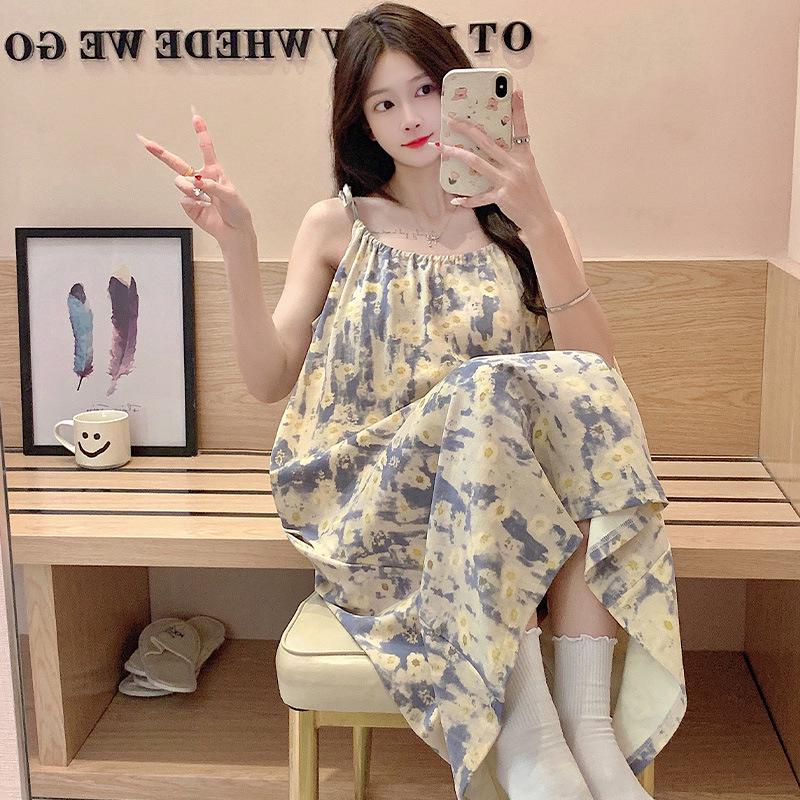 

Women s Cotton Camisole Sleep Dress - Breathable, Stretchy, Round Neck Pajamas One Size [M-2XL]
