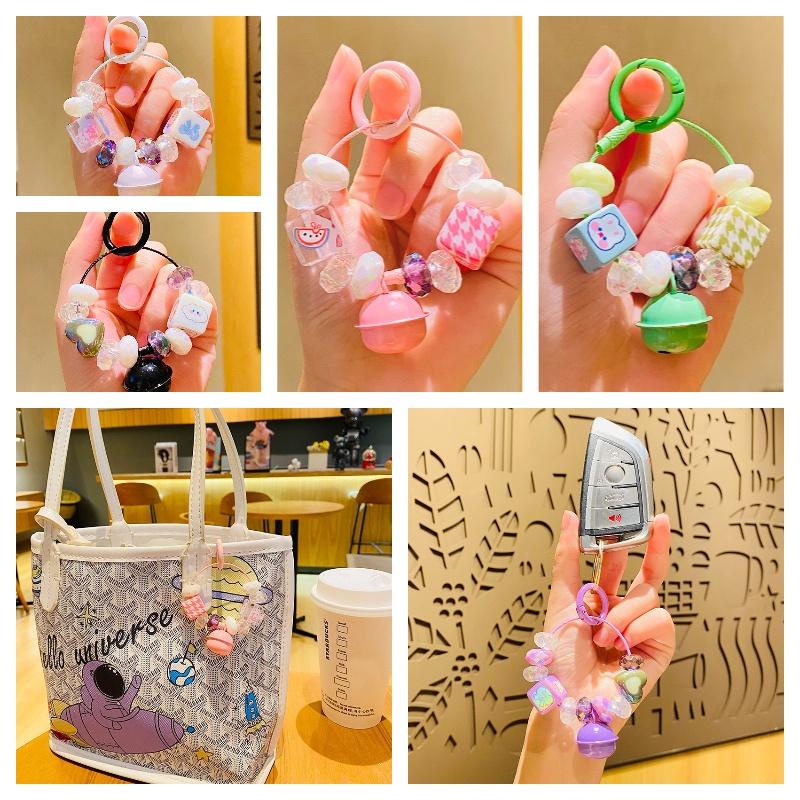 Crystal Bell Cute Beaded Keychain Car Key Ring Bag Pendant Decoration Hanging