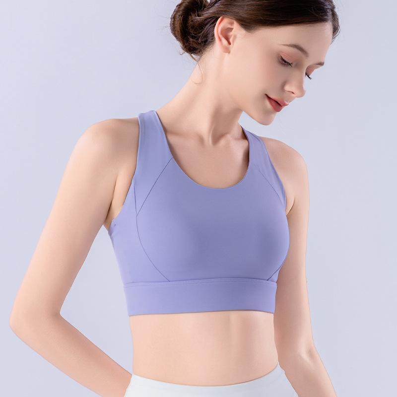 

Женский ударопрочный спортивный бюстгальтер высокой интенсивности с нагрудными вкладышами для бега на открытом воздухе и прыжков со скакалкой L синий