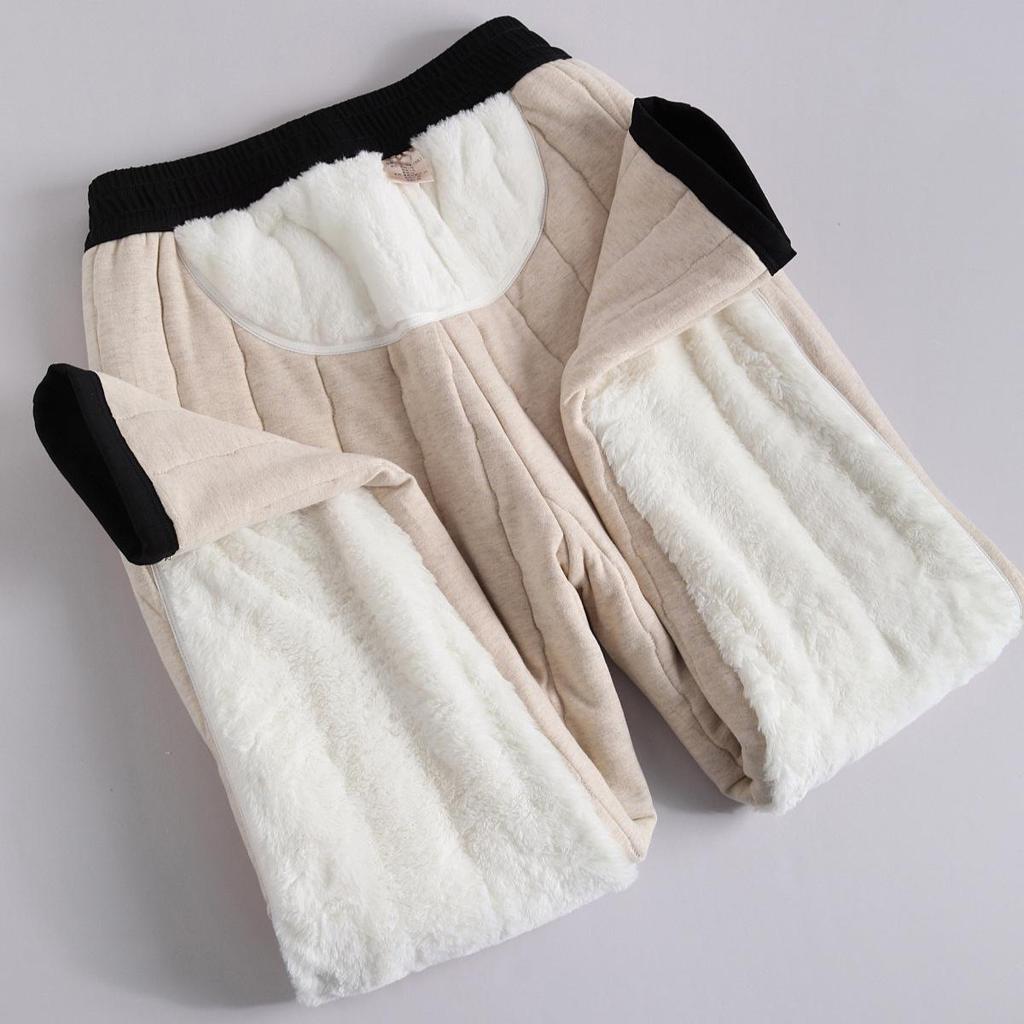 Men's High-Waist Wool Knee Pad Winter Pants - Thick, Cozy Cotton for Cold Weather