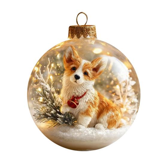 3D Animal Christmas Ball Ornament Funny Dog/Cat/Turtle Hanging Decoraton Clear Plastic Xmas Balls Ornament