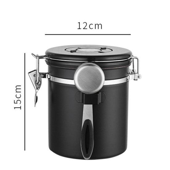 1 Set 1200/1500/1800ml Sealed Jar Large Capacity One Way Co2 Valve Canister Airtight Storage Container with Spoon Kitchen Gadget