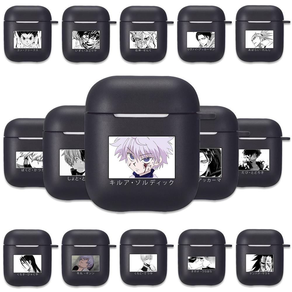 

Черный силиконовый чехол с фигурками аниме для Apple Airpods 1 2, чехлы Levi Killua Gon Bakugou Midoriya, мягкий чехол для наушников Airpods
