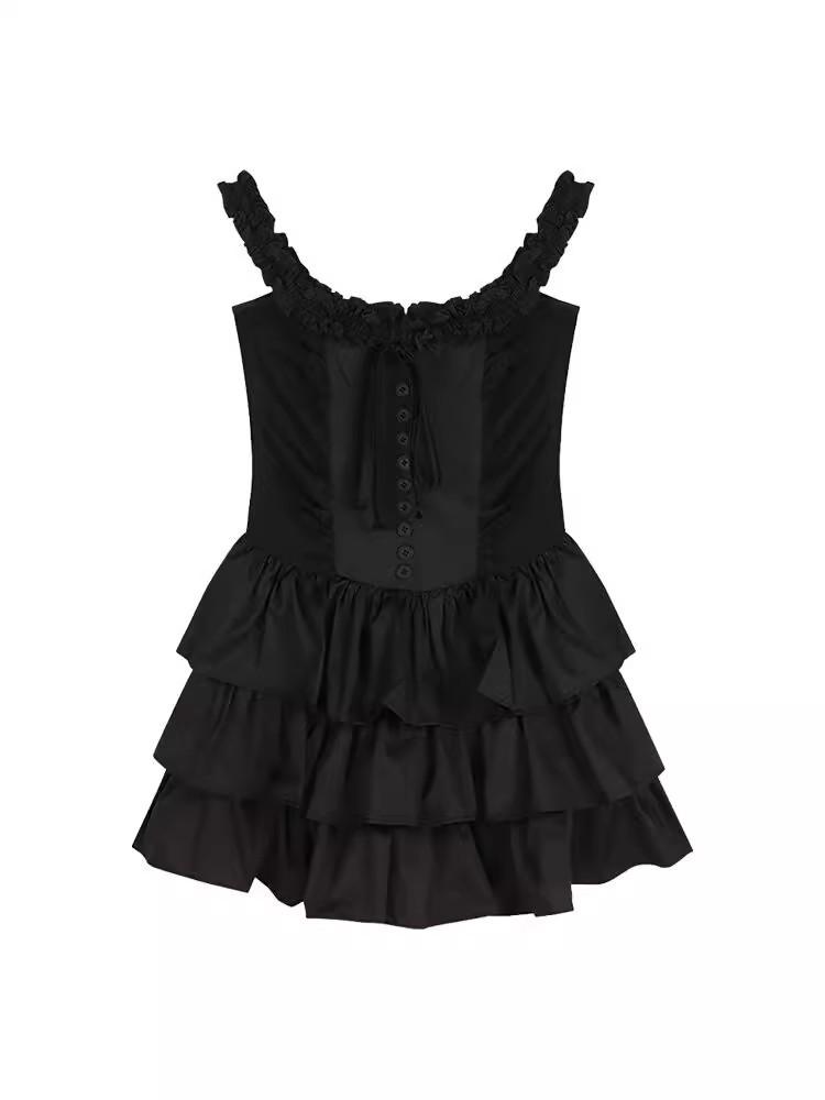 

New Spring French Black Suspender Dress Children s Summer Waist French Skinny Temperament Princess Dress S чёрный