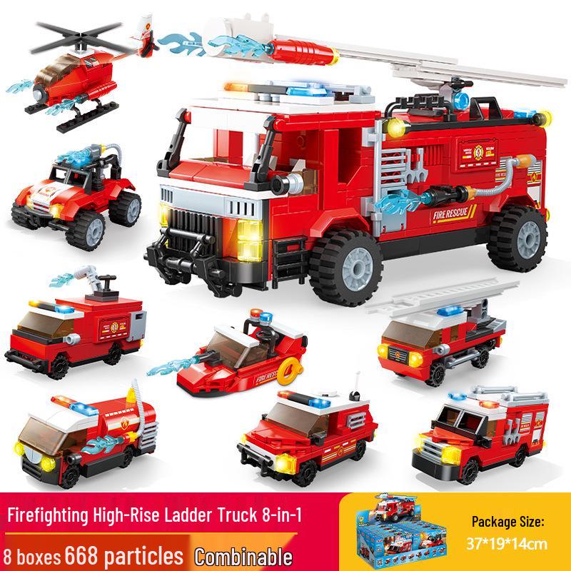 Gudi Children s Educational Police Car Model and Off-road Vehicle Airplane Building Blocks Toy Set