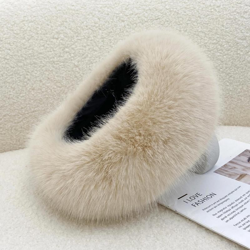 1 szt. Elegancka zimowa ciepła opaska na głowę ze sztucznego futra, czapka z pustym wierzchem, przyjazna dla skóry, modna, wszechstronna czapka