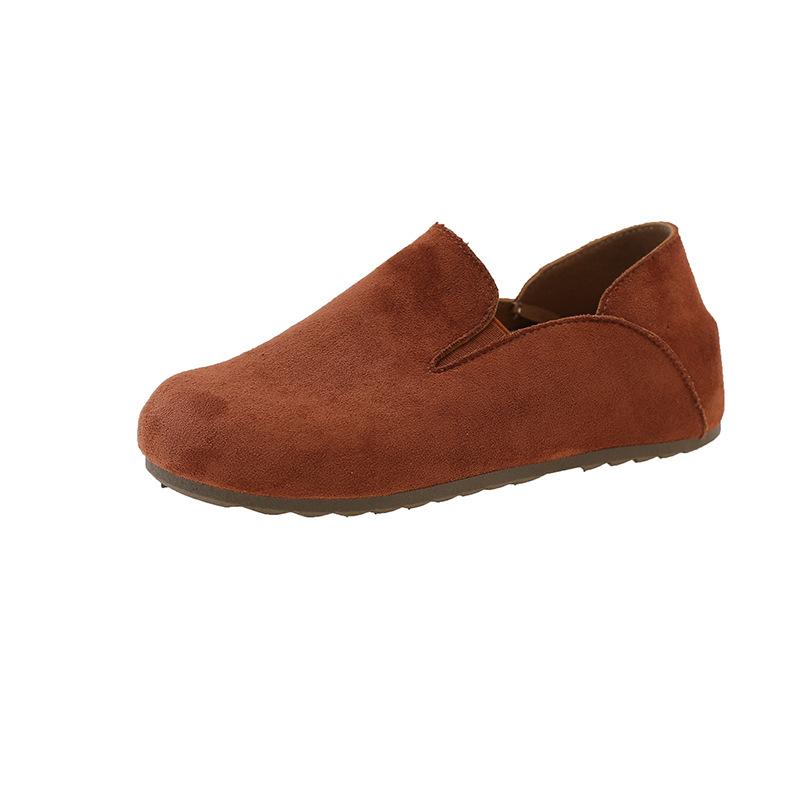 Retro Round Head One-pedal Flat-soled Women's Shoes, New Comfortable and Lightweight Versatile Commuter Casual Doudou Shoes