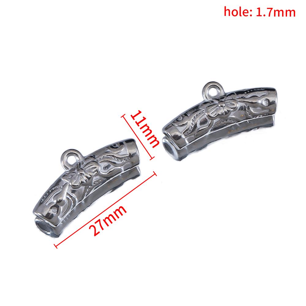 5pcs Stainless Steel Embossed Curved Tube Spacer Beads Necklace Charm Pendant Loose Beads Connectors DIY Jewelry Making Findings