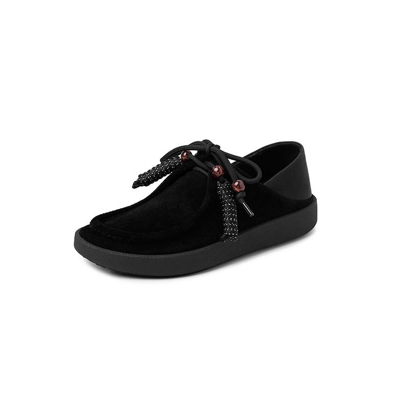 

3.5CM European products popular cool handsome casual single shoes niche fashion versatile round head flat bottom comfortable lace-up loafers 40 чорний