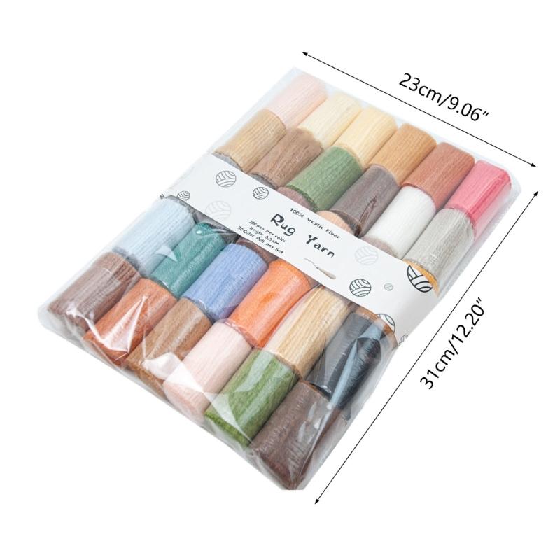 30 Assorted Color Latchs Hook Yarn Pre-Cut Rugs Yarn Colorful Sewing Replace Yarn Thread for Making Pillowcases Blankets 55KF