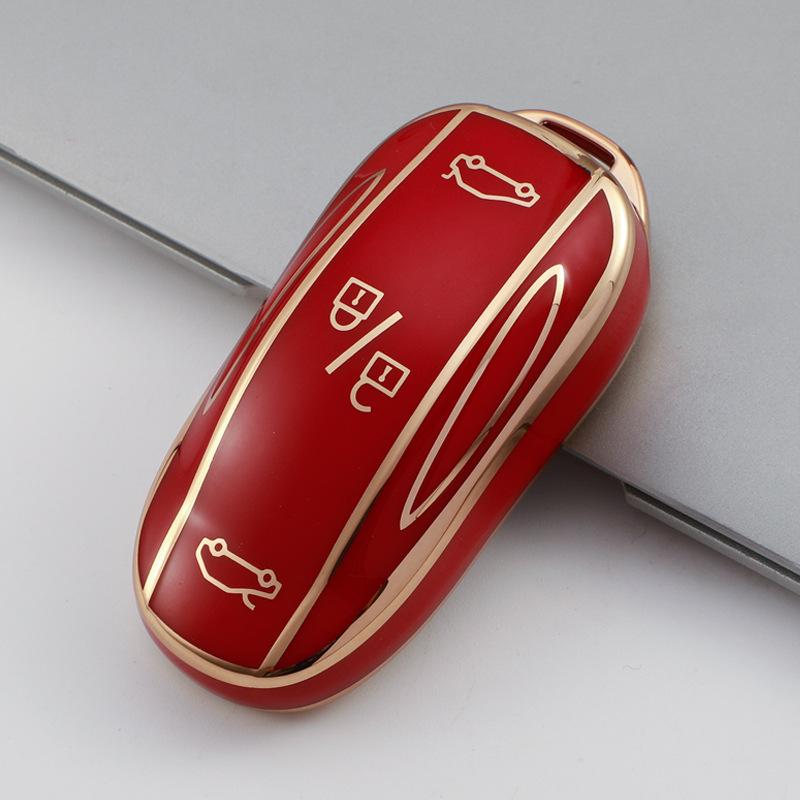Fashionable Gold Edge TPU Key Case for Tesla Model X