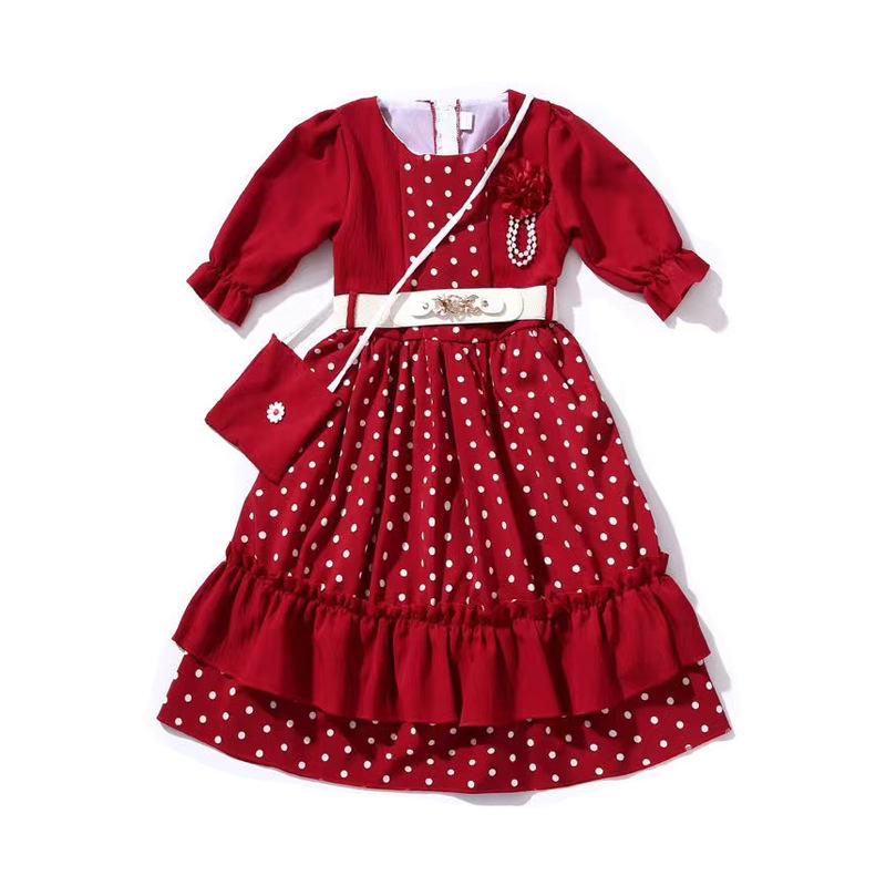 

Girls Polka Dot Summer Dress with Lantern Sleeves & Crossbody Bag 100-110cm