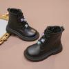 Girls Ankle Boots Children Fashion Boots Zipper Kids Princess Leather Boots All Match Anti-Slippery Non-slip Size 26-37