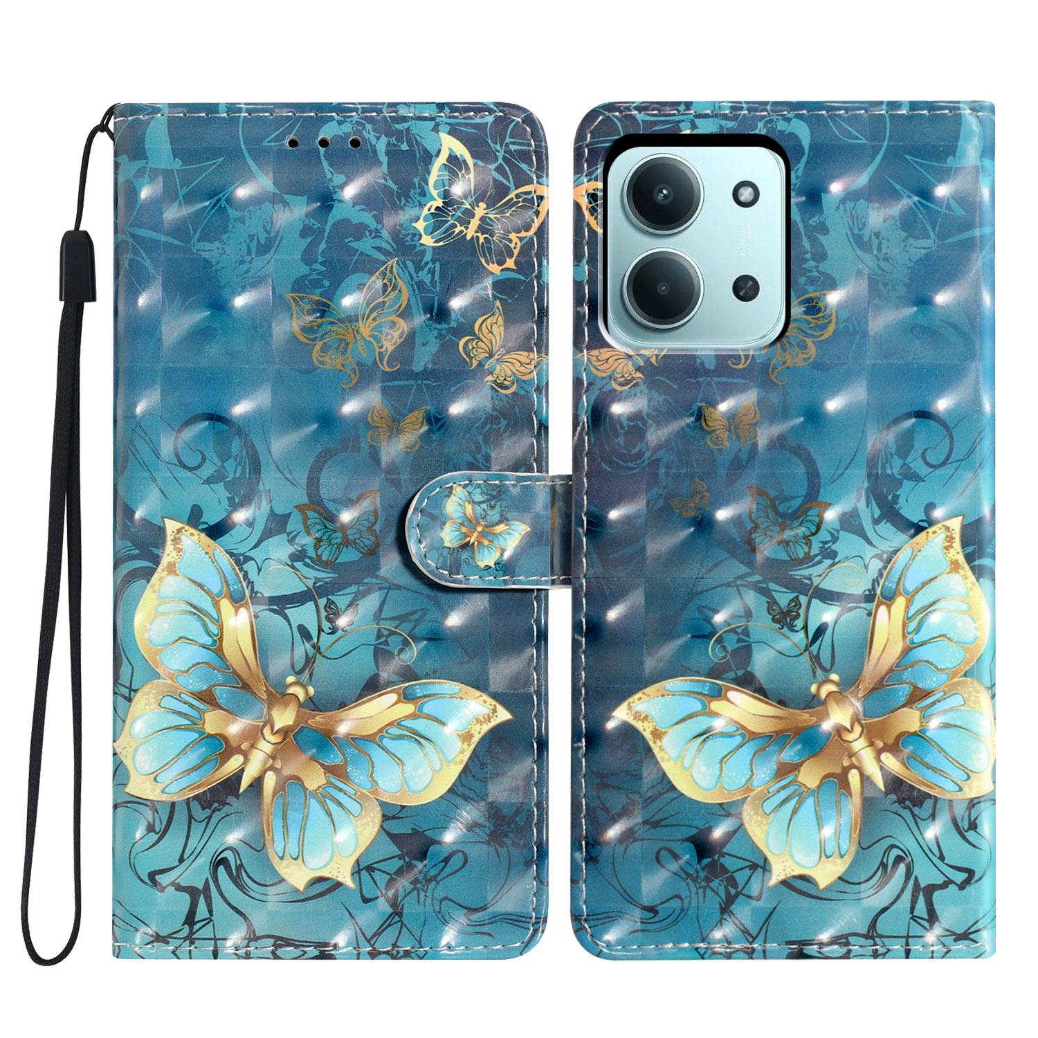 

For Xiaomi Redmi 15C 4G (Global) (171mm)/Poco C85 4G Case PU Leather Wallet Phone Cover 3D Pattern Printing Butterfly