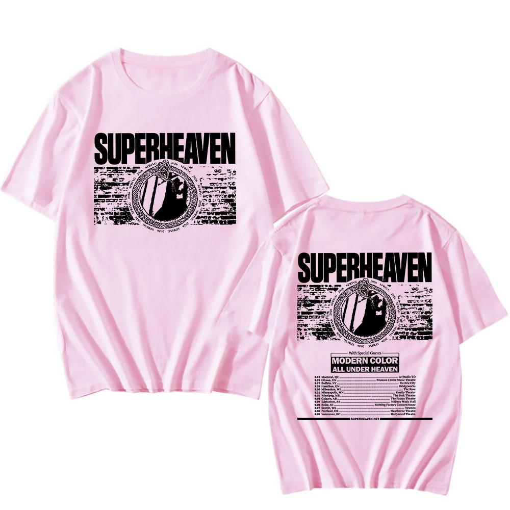 Camiseta unisex de la gira 2026 de la banda de rock SUPERHEAVEN Streetwear de algodón Moda de verano Camisetas Hip Hop Manga corta para Hombre/Mujer Camiseta